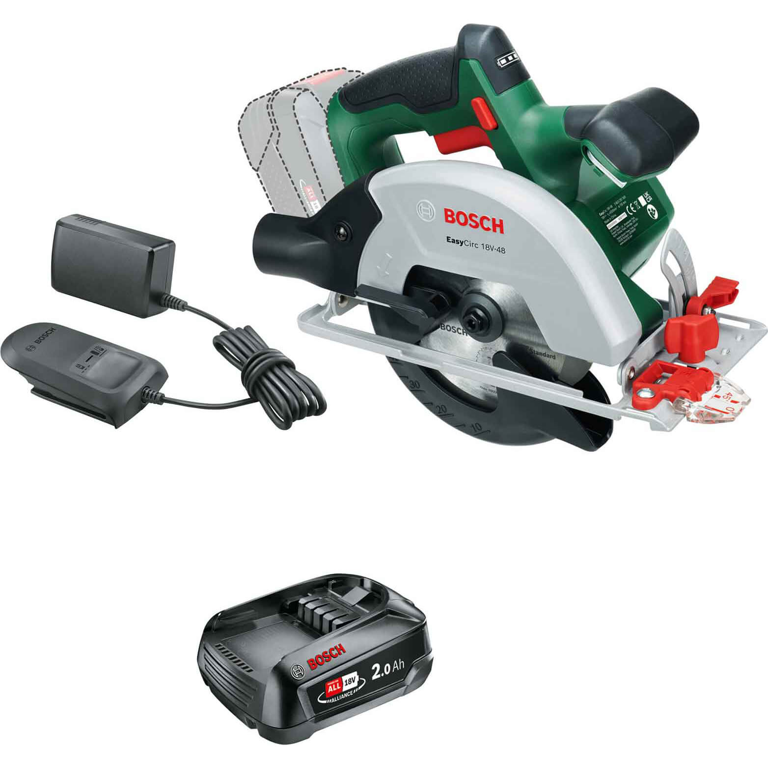 Bosch EASYCIRC 18V-48 18v P4A Cordless Circular Saw 150mm 1 x 2ah Li-ion Charger No Case