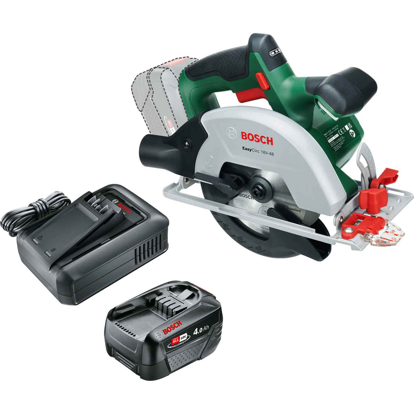 Bosch EASYCIRC 18V-48 18v P4A Cordless Circular Saw 150mm 1 x 4ah Li-ion Charger No Case