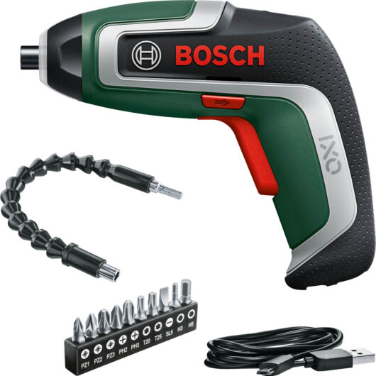 Bosch IXO 7 3.6v Cordless Screwdriver and Flexi Bit Set 1 x 2ah Integrated Li-ion USB Charger No Case