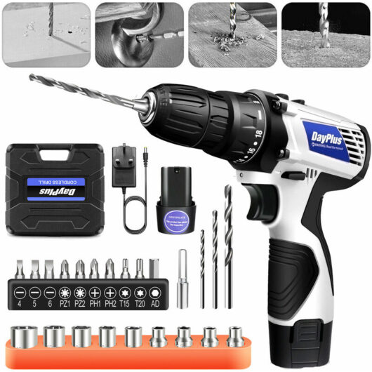 Briefness - Mini Cordless Drill Electric Screwdriver Combi Drill Driver led 2PCS Li-ion Battery