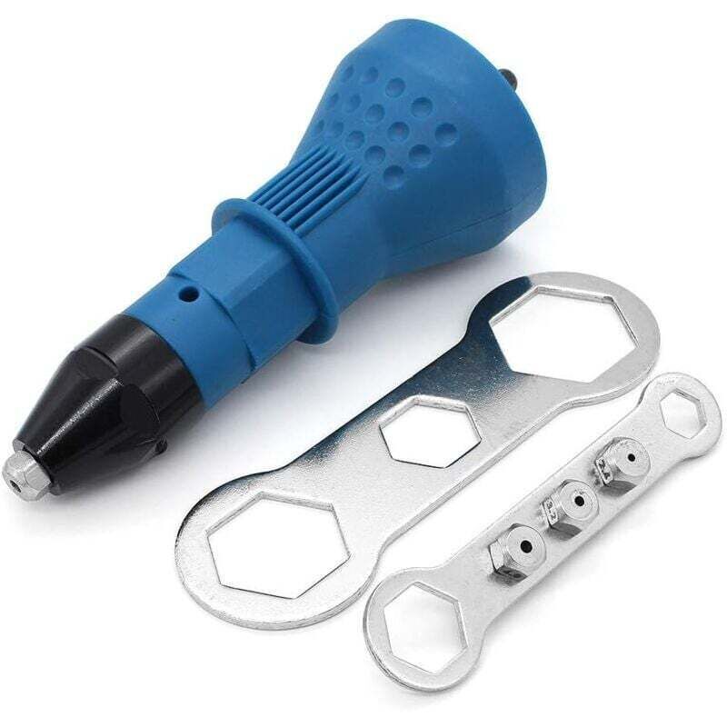 Cordless Rivet Gun Electric Rivet Drill Tool Kit Riveter Adapter Insert Nut Hand Power Tool Accessories Black (Blue)