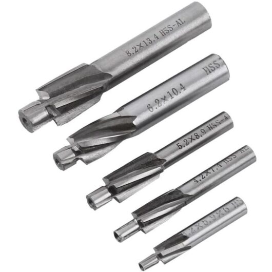 Countersink bit, End mill, 5pcs HSS Step Countersink Bits, Metal Countersink Drill Bit, M3-M8 Cutter Slot Drill Bit Set, 4 Flute Cutting Drill Bit