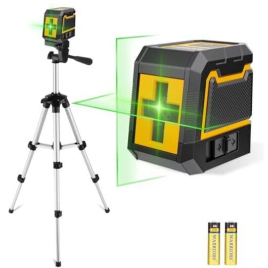 Cross line laser with tripod, laser spirit level, self-leveling line laser green, vertical and horizontal laser level for construction sites and diy