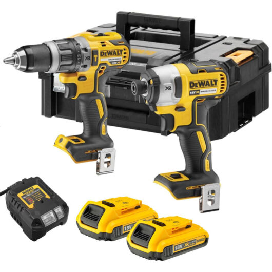 Dewalt - DCK266D2T 18V Brushless Twin Kit - Combi Drill / Impact Driver, 2 x 2.0Ah Batteries, Charger & tstak ii Case