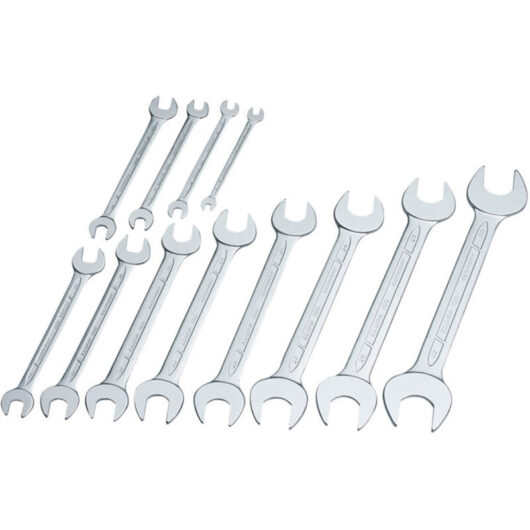 Draper 01276 Long Metric Open-End Spanner Set (12 Pieces) - Durable Professional-Grade Hand Tools