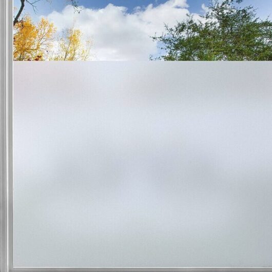 Electrostatic Window Film, Blackout UV Protection, Reusable Anti-Glare Frosted Static Cling, Grid Design, Cut to Size, for Office, Bathroom, Bedroom,