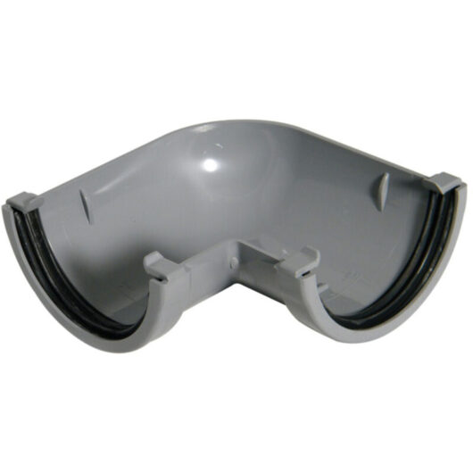 FloPlast 75mm Half Round Gutter 90 Degree Angle Grey