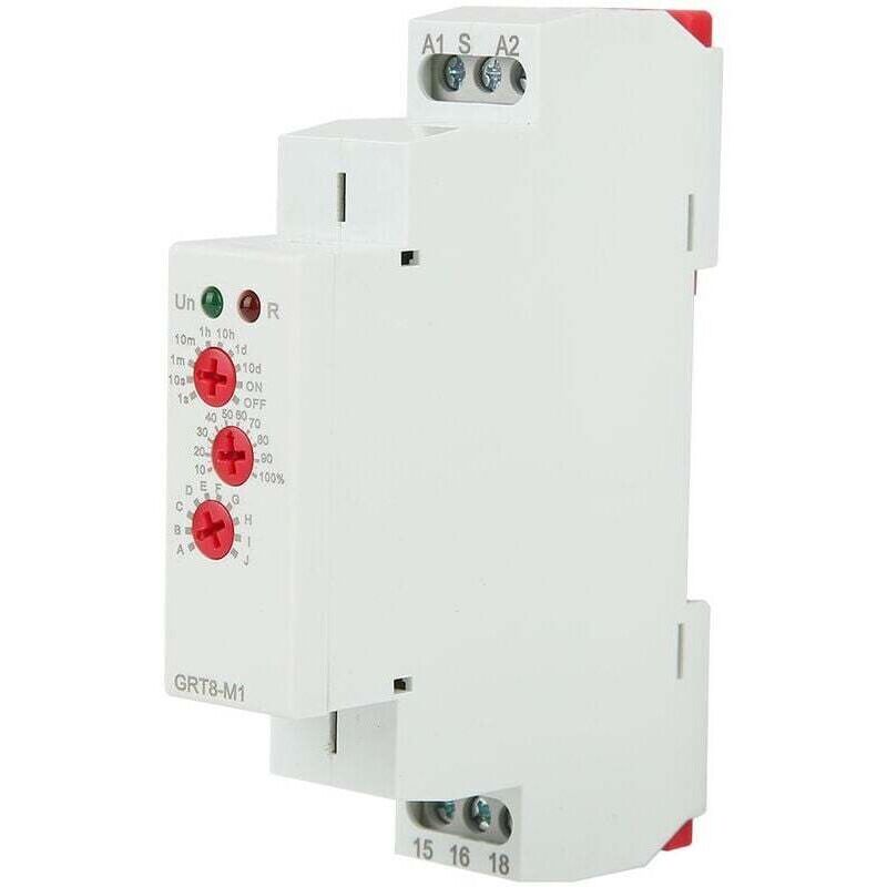 GRT8-M1 time delay relay with 10 functions, 35mm DIN rail mounting, AC/DC 12V-240V 50-60Hz