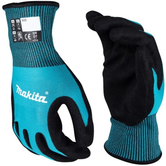 Gloves Fitknit Cut Level 1 Nitrile Coated Dipped Breathable 1 Pair Large - Makita