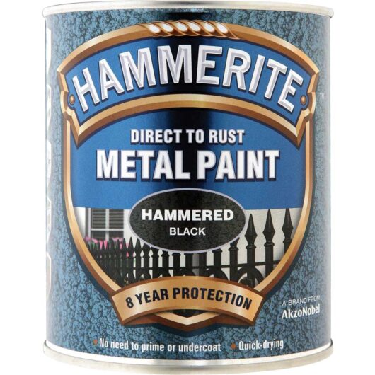 Hammerite Hammered Finish Metal Paint Black 750ml