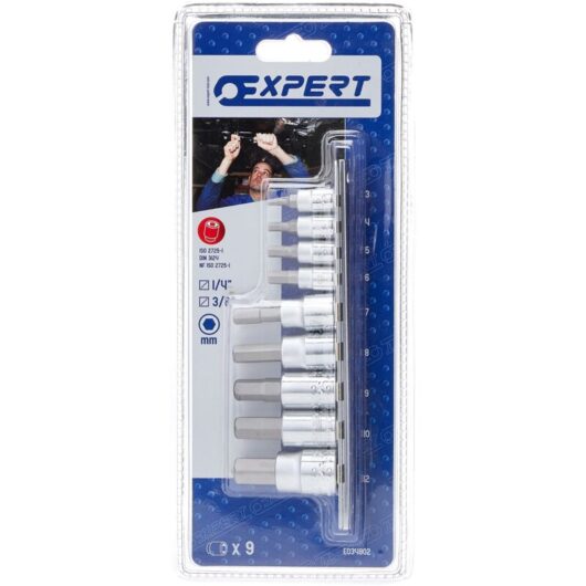 Hex Bit Socket Set of 9 1/4 & 3/8in Drive BRIE034802B