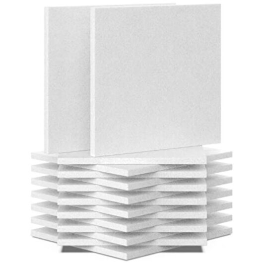 High-Density Soundproofing Panels (12-Pack) - Self-Adhesive Sound-Dampening Panels, White, 30 x 30 cm