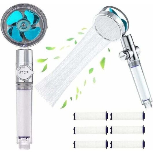 High Pressure Shower Head, Wappiot Bathroom Shower Head, Anti-Limescale Shower Head with Filtration System and 4 PP Cotton Filter Elements for