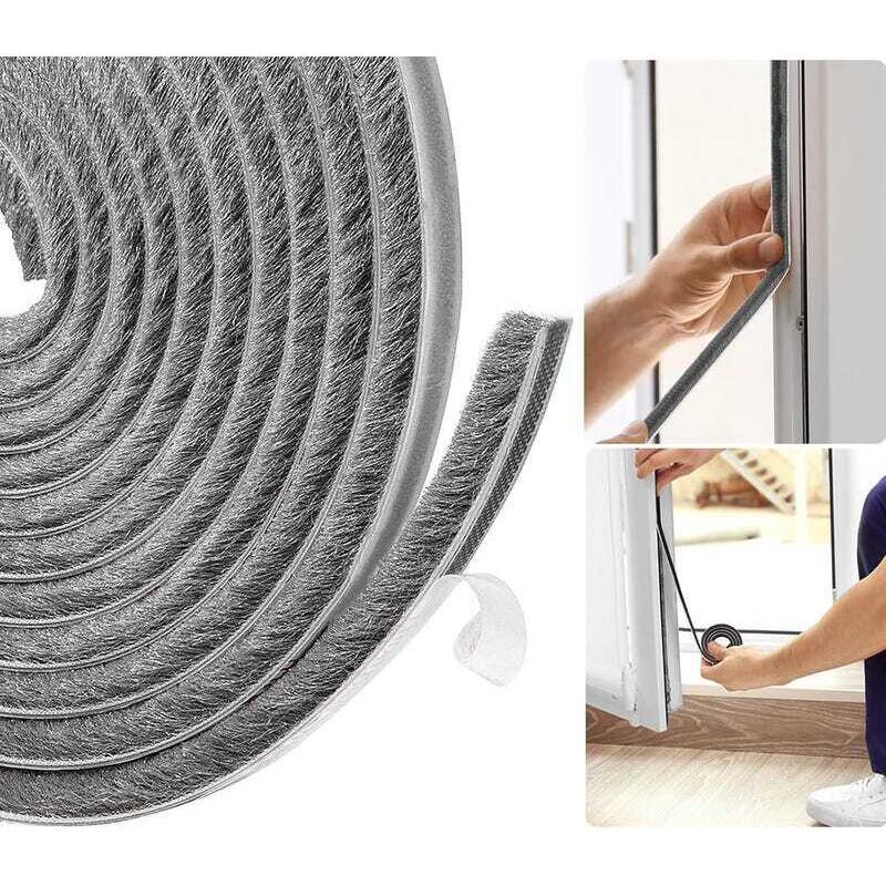 Insulated door deflector 9mm x 5mm - Insulates against heat, cold, noise and moisture, easy to use, 6m long (grey)