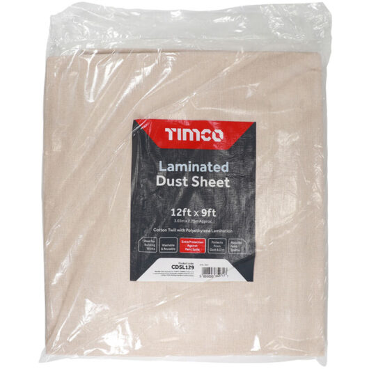 Laminated Cotton Twill Dust Sheet - 12ft x 9ft - Timco