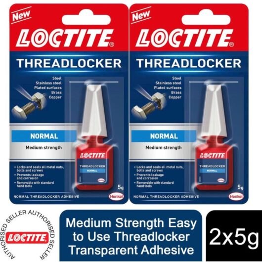 Loctite Medium Strength Easy to Use Threadlocker Transparent Adhesive 5g, 2 Pack