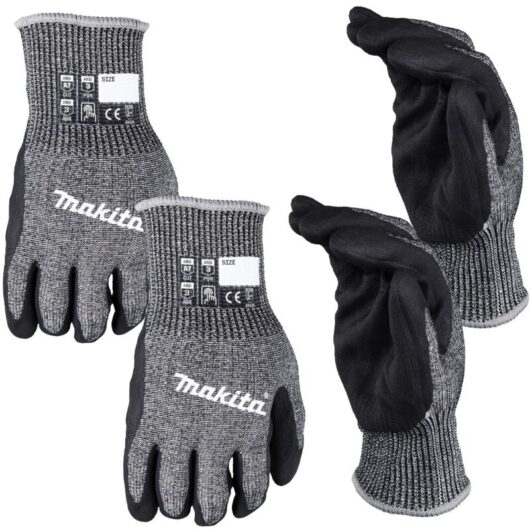 Makita Advanced FitKnit Cut Level 7 Nitrile Coated Dipped XL Gloves x2 Pair