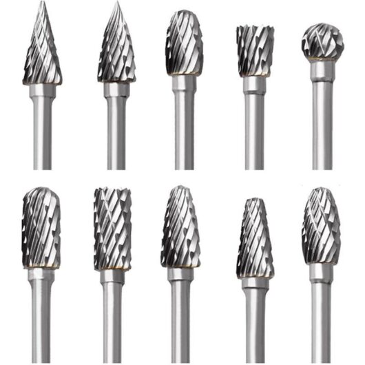 Never used] Carbide Burr Set, 10 Pieces, Double-Ground Burrs for Dremel Accessories with Shank, Wood Carving, Drilling, Engraving, Metal Polishing