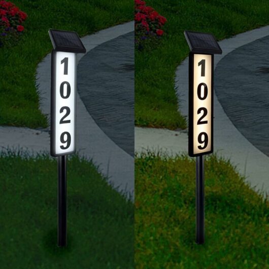 Never used] Solar Lighted House Address Numbers Sign, Solar Powered House Numbers Light with Stake, led Illuminated Outdoor Address Plaque for Home