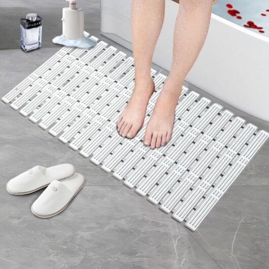 Non-slip Bath Mat 90x40cm, Shower Mat with Powerful Suction Cups, Safe, Machine Washable, Anti-Mold Bathroom Mat, Quick-Drying BPA-Free Grating Mat