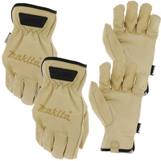 P-84632 Cow Driver Gloves - Large 2x Pair - Genuine Durahide Leather - Makita