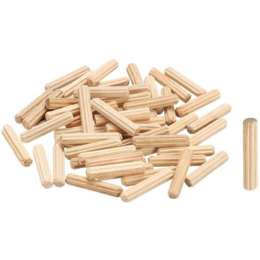 Pack of 100 straight grooved wooden dowels - 4 mm x 20 mm - For crafts, furniture, DIY