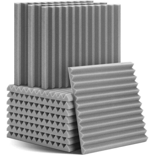Pack of 12 acoustic foam panels, 30 x 30 x 2.5 cm - High-density acoustic panel reducing indoor noise and echo for recording studio/home office