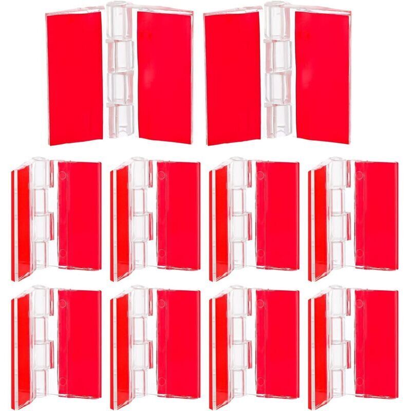 Pack of 12 self-adhesive transparent acrylic plastic hinges for cabinets, aquarium lids, furniture, display stands (35 x 30 mm)