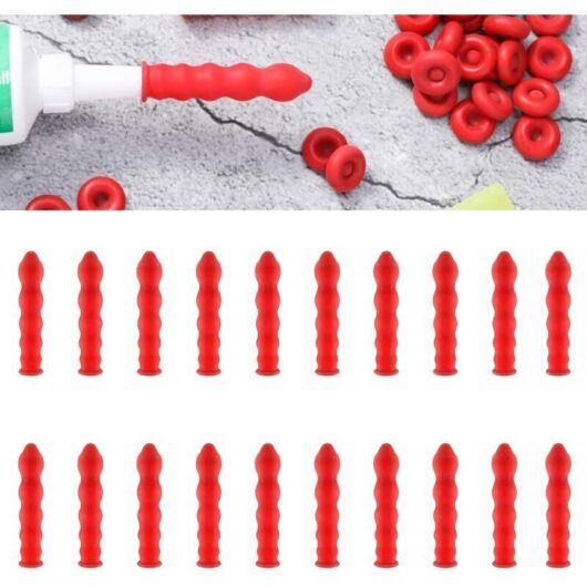 Pack of 20 caulking caps - Sealing nozzles, silicone nozzles, reusable caps for sealing and preserving - Universal fit (red)