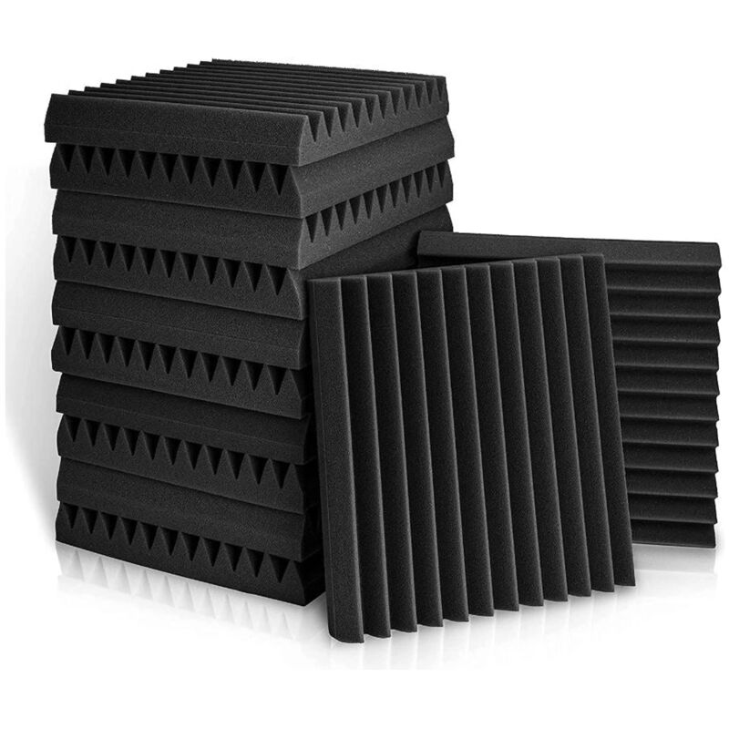 Pack of 24 acoustic foam panels, soundproofing, noise reduction, offset panels, 30x30x2.5 cm