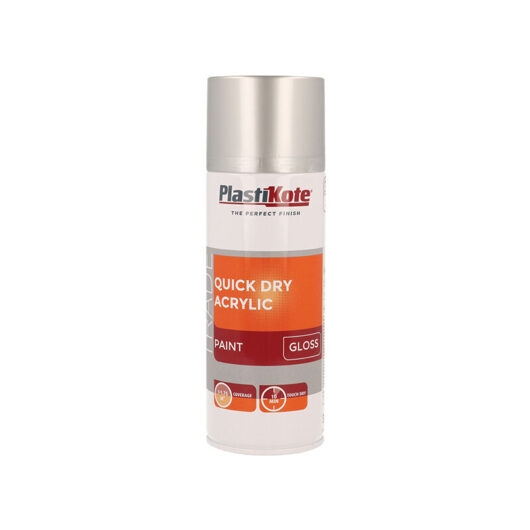 PlastiKote Trade Quick Dry Acrylic Spray Paint Gloss Silver 400ml PKT71013