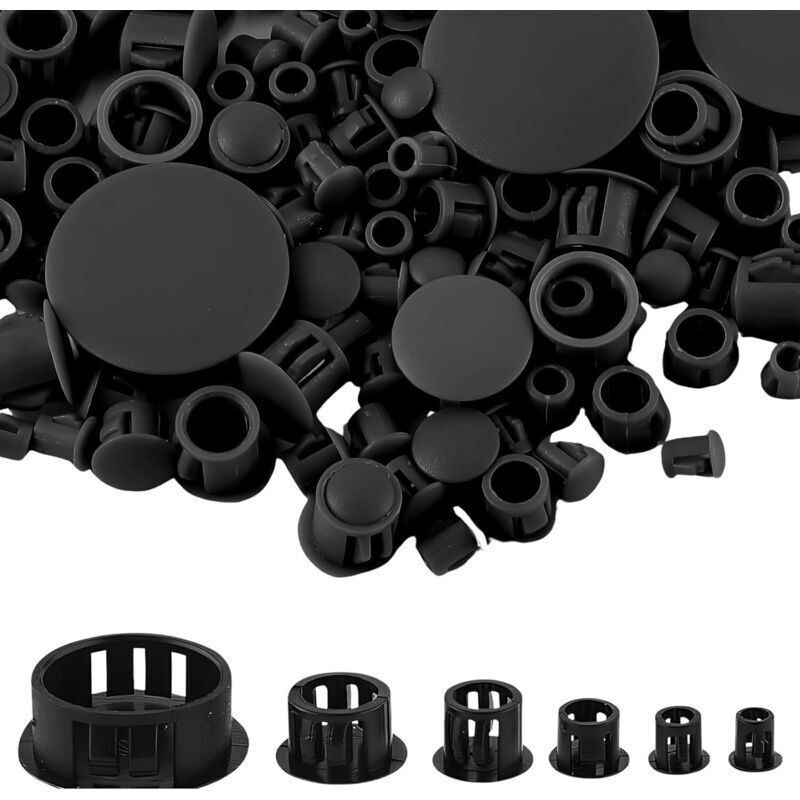 Plastic Hole Plug, 5/6/8/10/13/25mm Screw Covers for Drilling Holes, Snap-on Locking Caps for Chairs, Cabinets, Furniture, Home, Kitchen (155PCS,