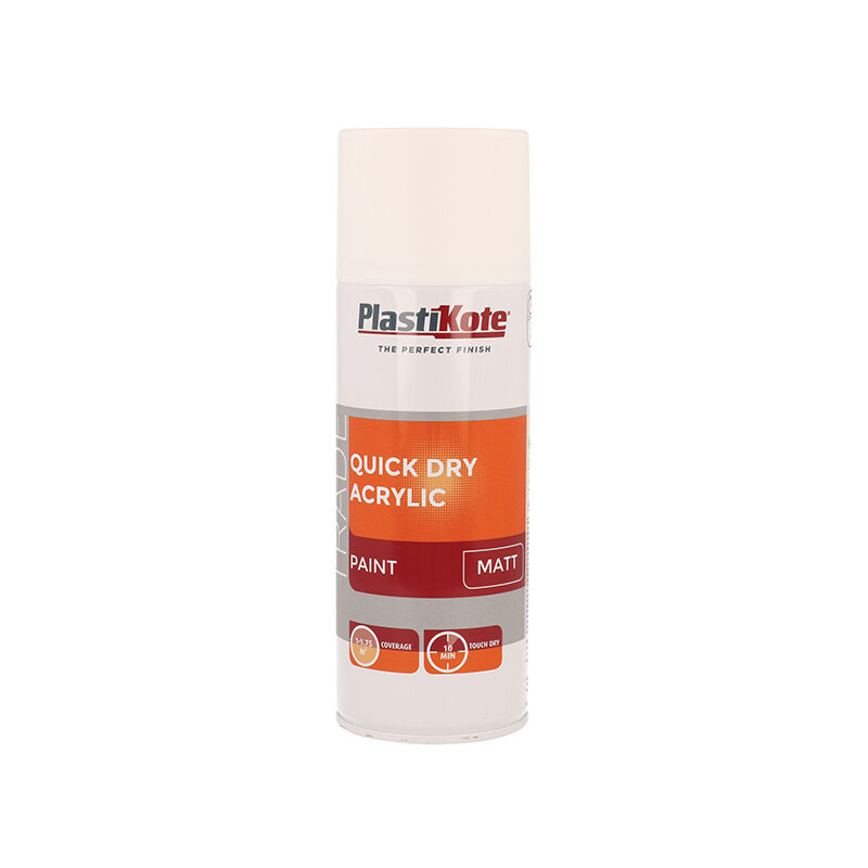 Plastikote - 440.0071010.076 Trade Quick Dry Acrylic Spray Paint Matt White 400ml PKT71010