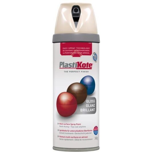 Plastikote - Twist & Spray Gloss Antique White 400ml