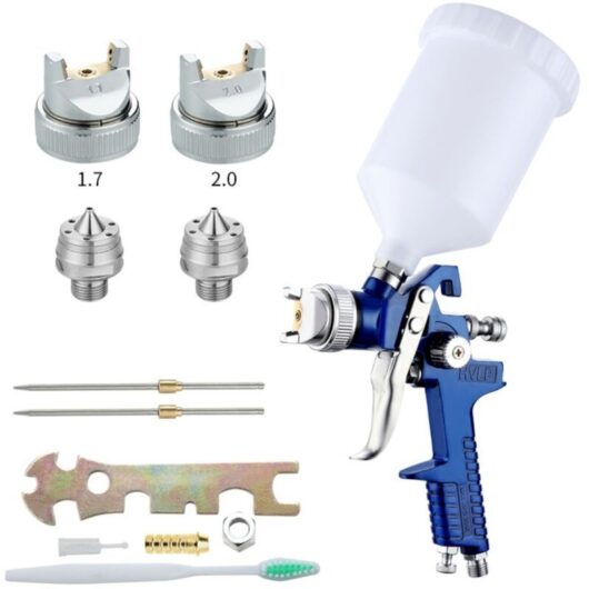 Professional Paint Gun, High Pressure Air Spray Gun Kit, 1.7MM/2.0MM 2 Size Nozzles