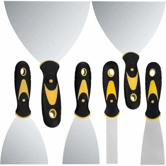 Putty Knives, 6 Pcs Putty Knives with Non-Slip Handle Plaster Knives for Putty Decals Wallpaper Patch Painting, Silver, 23mm, 50mm, 75mm, 100mm,