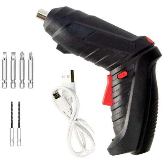 Rechargeable Electric Screwdriver 3.6V - Multifunction Kit with 8 Accessories, Rotating Handle, Cordless