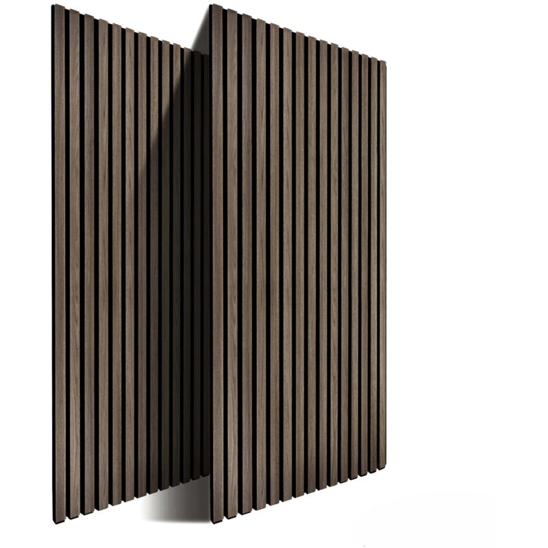 Relaxdays acoustic panels, set of 2, 120 x 60 cm, sound absorption & wall panelling, oak veneer, dark brown