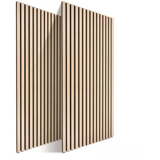 Relaxdays acoustic panels, set of 2, 120 x 60 cm, sound absorption & wall panelling, oak veneer, light brown