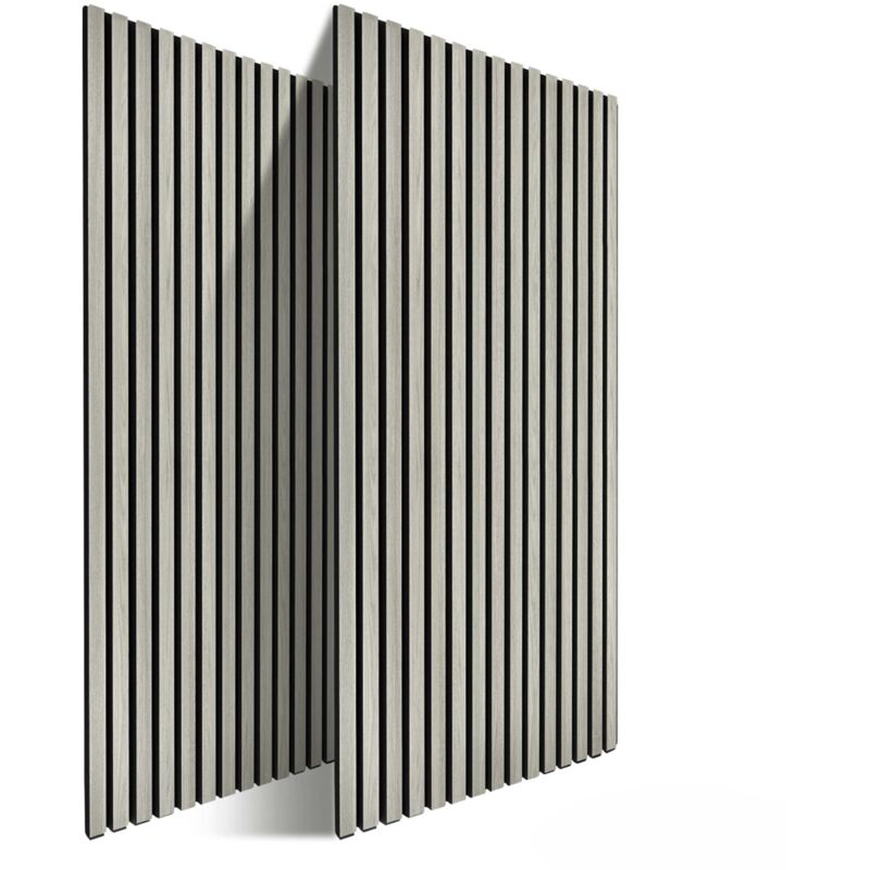 Relaxdays acoustic panels, set of 2, 120 x 60 cm, sound insulation & wall covering, oak veneer, light grey