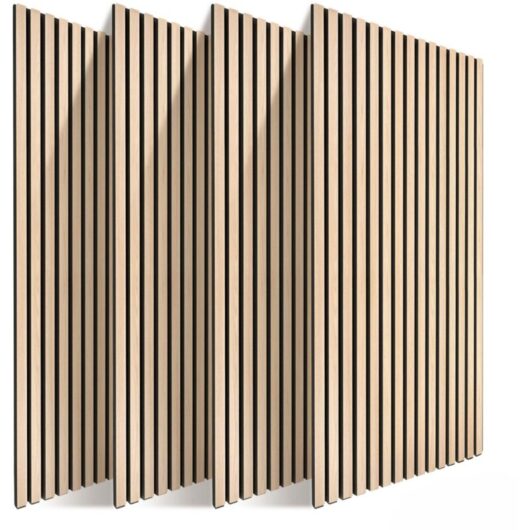 Relaxdays acoustic panels, set of 4, 120 x 60 cm, acoustic wall panels, oak veneer, light brown
