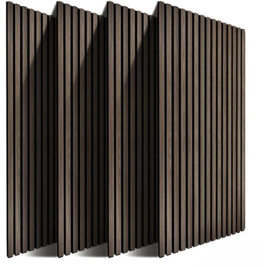 Relaxdays acoustic panels, set of 4, 120 x 60 cm, noise reduction & wall covering, oak veneer, dark brown