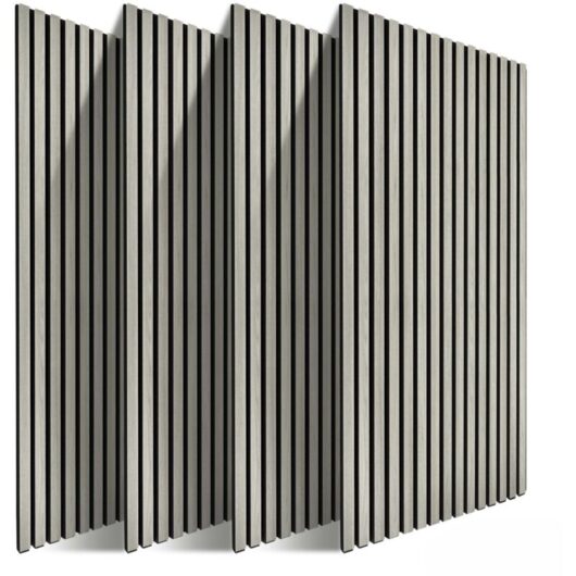 Relaxdays acoustic panels, set of 4, 120 x 60 cm, sound-absorbing wall cladding, oak veneer, light grey