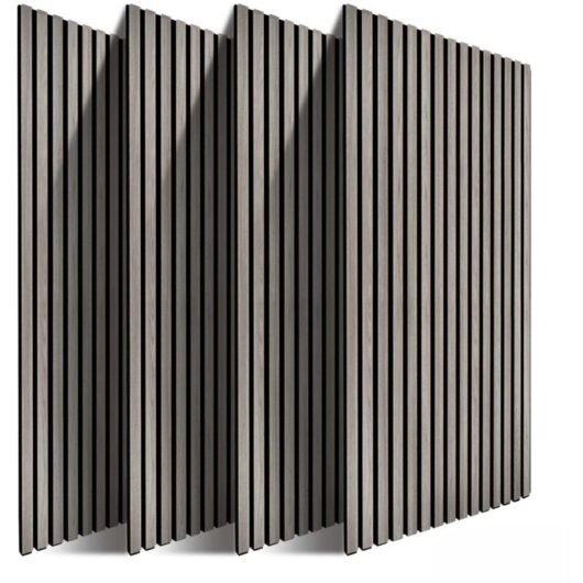 Relaxdays acoustic panels, set of 4, 120 x 60 cm, sound absorption & wall covering, oak veneer, dark grey