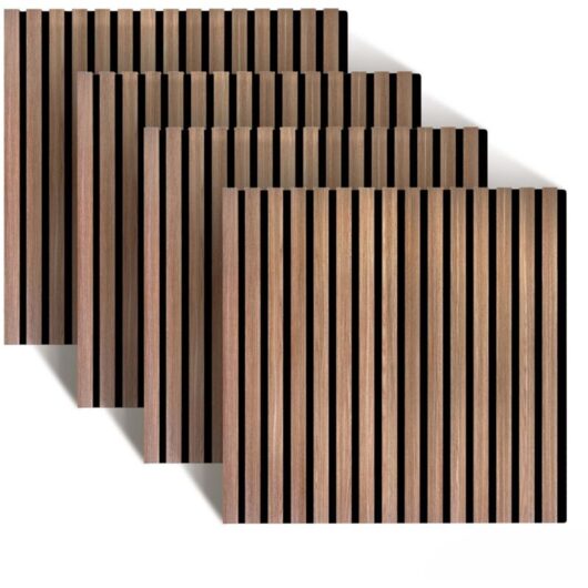 Relaxdays acoustic panels, set of 4, 60 x 60 cm, sound-absorbing wall panels, oak veneer, natural
