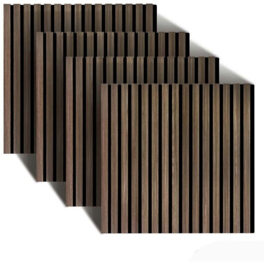 Relaxdays acoustic wall panels, set of 4, 60 x 60 cm, sound-absorbing & decorative, oak veneer, dark brown