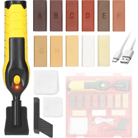 Repair wax set for parquet and laminate floors, as well as wooden furniture: melting wax, hard wax and scratch repair