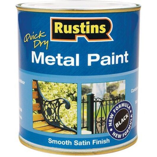 Rustins - MPBK250 Quick Dry Metal Paint Smooth Satin Black 250ml RUSMPSSBL250