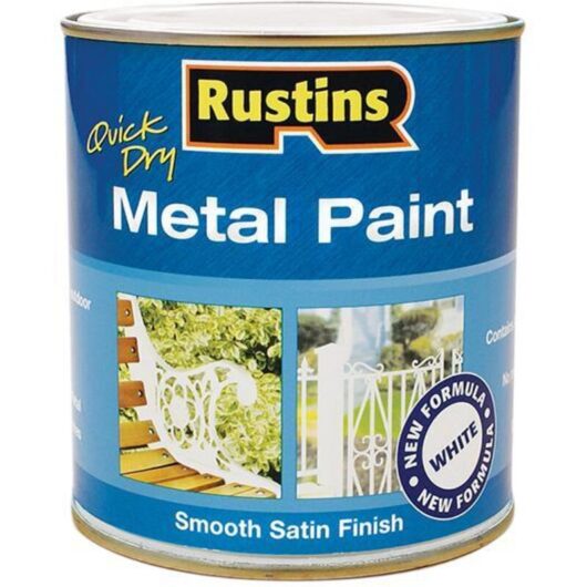 Rustins - MPWH250 Quick Drying Metal Paint Smooth Satin White 250ml RUSMPSSWH250