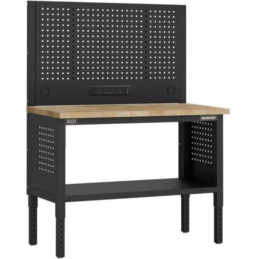 Sealey APMWB50COMBOW Superline PRO Modular Workbench with Pegboard Back Panel Wooden Worktop 1265mm